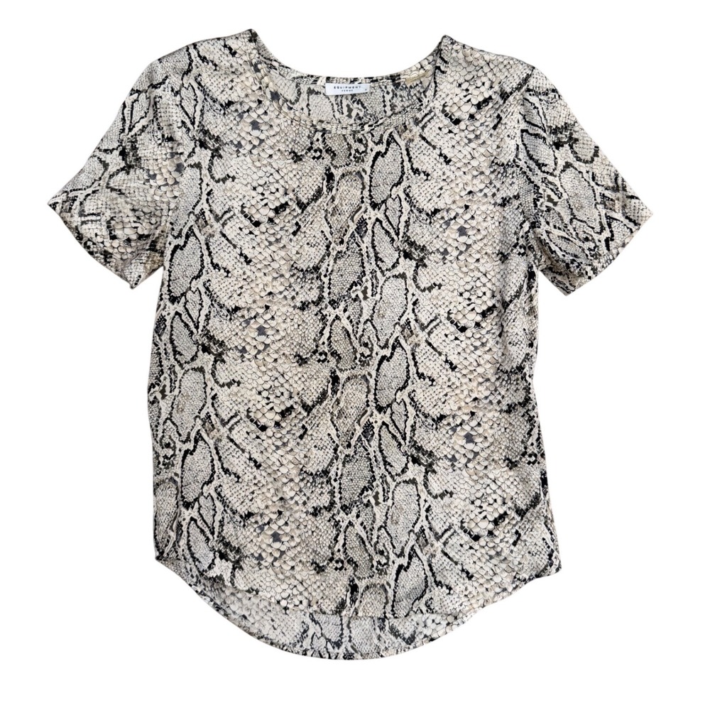 Equipment Femme Silk Snakeskin Print Short‎ Sleeve Blouse S animal grunge